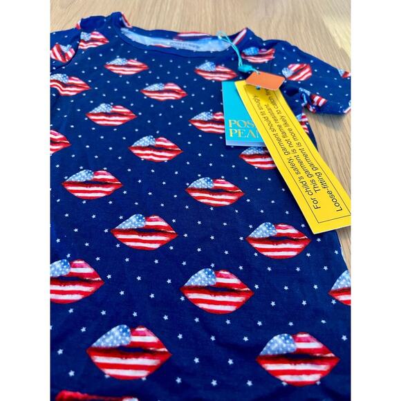 NEW Posh Peanut Stars & Flag 2 piece Pajamas size 2T - Picture 2 of 3